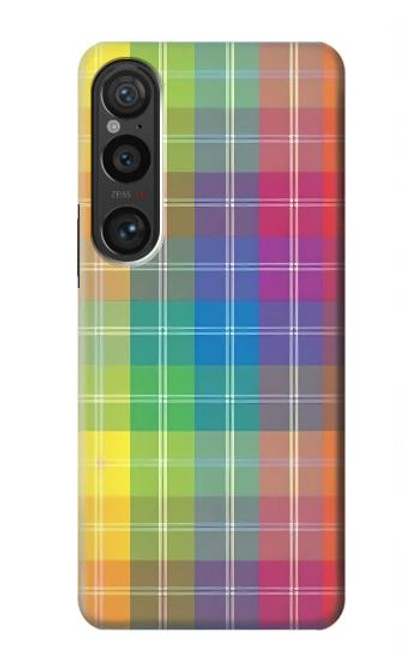 W3942 LGBTQ Rainbow Plaid Tartan Hard Case and Leather Flip Case For Sony Xperia 1 VI