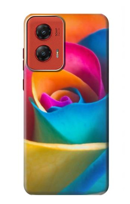 W1671 Rainbow Colorful Rose Hard Case and Leather Flip Case For Motorola Moto G Stylus 5G (2024)