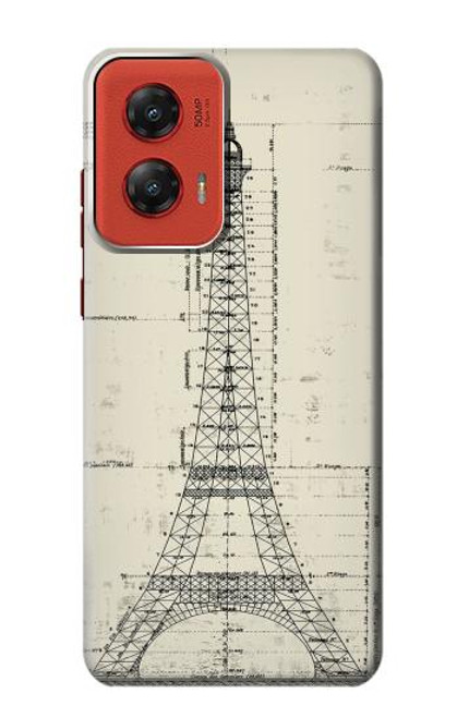 W3474 Eiffel Architectural Drawing Hard Case and Leather Flip Case For Motorola Moto G Stylus 5G (2024)