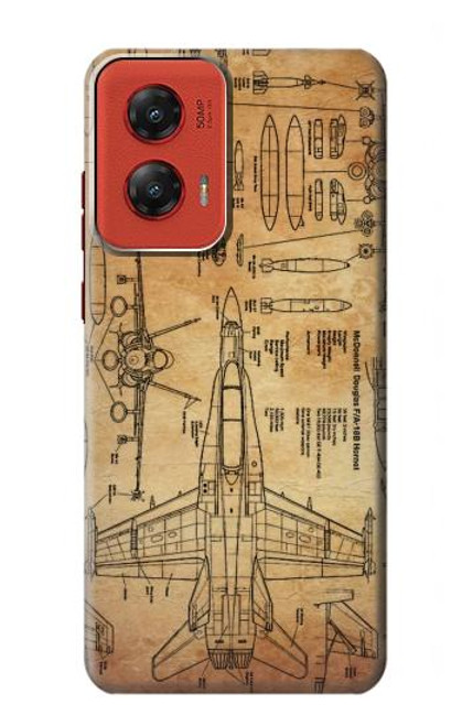 W3868 Aircraft Blueprint Old Paper Hard Case and Leather Flip Case For Motorola Moto G Stylus 5G (2024)