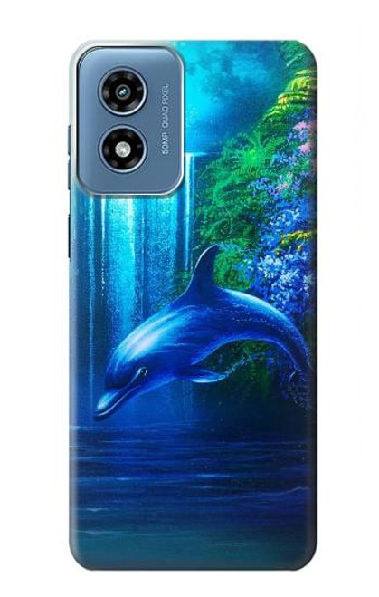 W0385 Dolphin Hard Case and Leather Flip Case For Motorola Moto G Play 4G (2024)