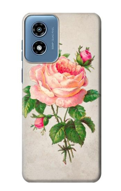 W3079 Vintage Pink Rose Hard Case and Leather Flip Case For Motorola Moto G Play 4G (2024)