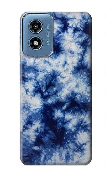 W3439 Fabric Indigo Tie Dye Hard Case and Leather Flip Case For Motorola Moto G Play 4G (2024)