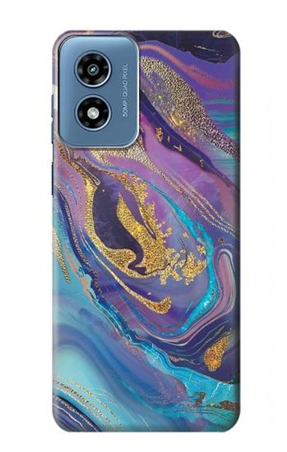 W3676 Colorful Abstract Marble Stone Hard Case and Leather Flip Case For Motorola Moto G Play 4G (2024)