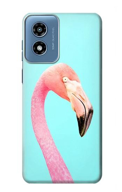 W3708 Pink Flamingo Hard Case and Leather Flip Case For Motorola Moto G Play 4G (2024)