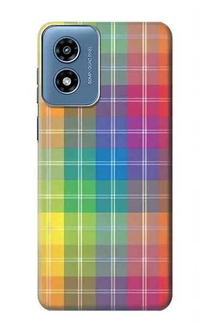 W3942 LGBTQ Rainbow Plaid Tartan Hard Case and Leather Flip Case For Motorola Moto G Play 4G (2024)