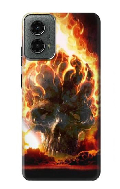 W0863 Hell Fire Skull Hard Case and Leather Flip Case For Motorola Moto G 5G (2024)