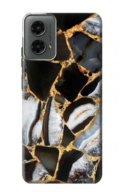 W3419 Gold Marble Graphic Print Hard Case and Leather Flip Case For Motorola Moto G 5G (2024)