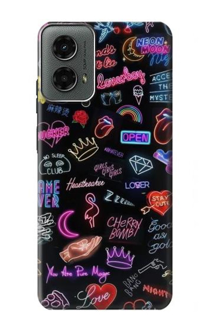 W3433 Vintage Neon Graphic Hard Case and Leather Flip Case For Motorola Moto G 5G (2024)