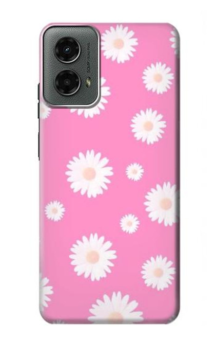 W3500 Pink Floral Pattern Hard Case and Leather Flip Case For Motorola Moto G 5G (2024)