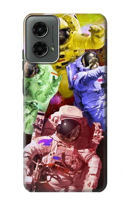 W3914 Colorful Nebula Astronaut Suit Galaxy Hard Case and Leather Flip Case For Motorola Moto G 5G (2024)