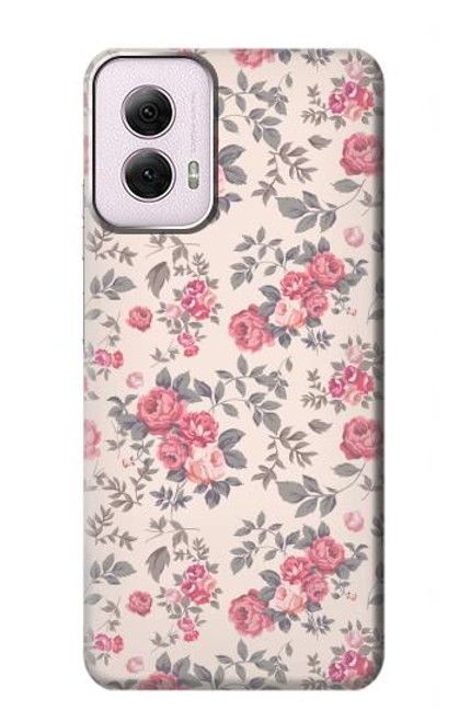 W3095 Vintage Rose Pattern Hard Case and Leather Flip Case For Motorola Moto G Power 5G (2024)