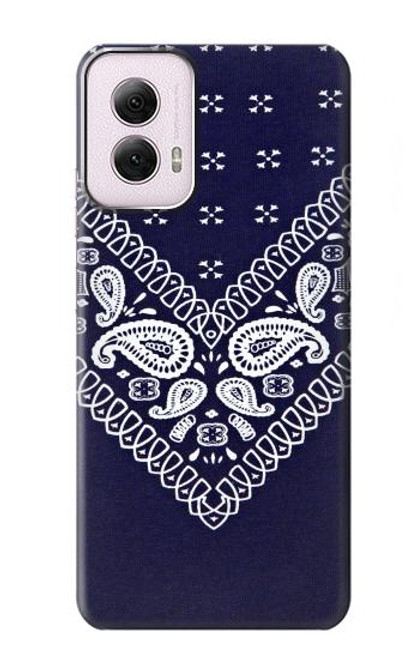 W3357 Navy Blue Bandana Pattern Hard Case and Leather Flip Case For Motorola Moto G Power 5G (2024)