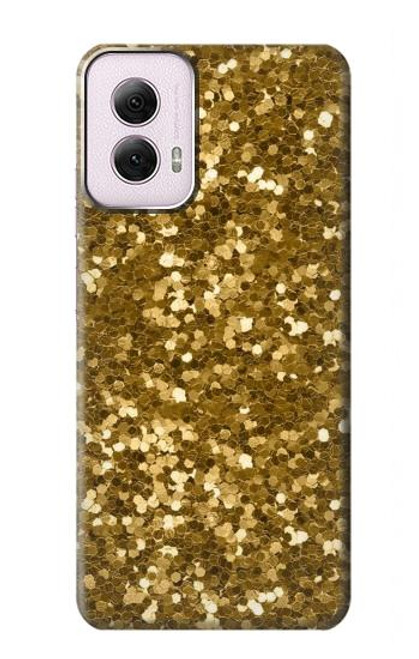 W3388 Gold Glitter Graphic Print Hard Case and Leather Flip Case For Motorola Moto G Power 5G (2024)