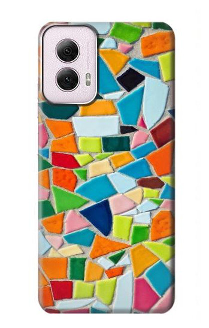 W3391 Abstract Art Mosaic Tiles Graphic Hard Case and Leather Flip Case For Motorola Moto G Power 5G (2024)