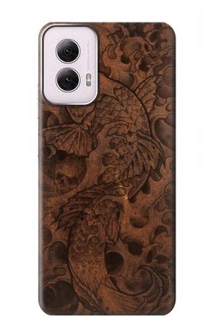 W3405 Fish Tattoo Leather Graphic Print Hard Case and Leather Flip Case For Motorola Moto G Power 5G (2024)