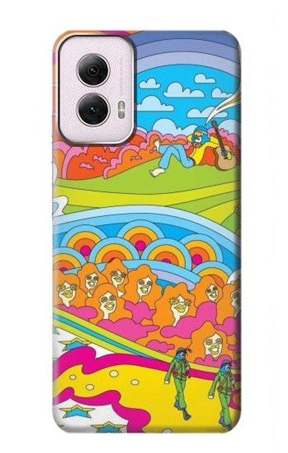 W3407 Hippie Art Hard Case and Leather Flip Case For Motorola Moto G Power 5G (2024)