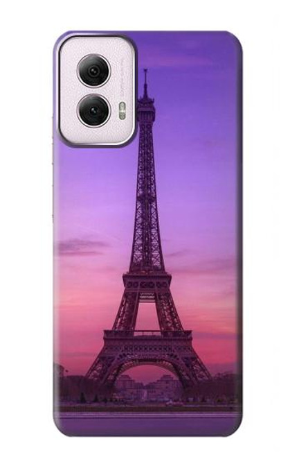 W3447 Eiffel Paris Sunset Hard Case and Leather Flip Case For Motorola Moto G Power 5G (2024)