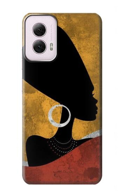 W3453 African Queen Nefertiti Silhouette Hard Case and Leather Flip Case For Motorola Moto G Power 5G (2024)