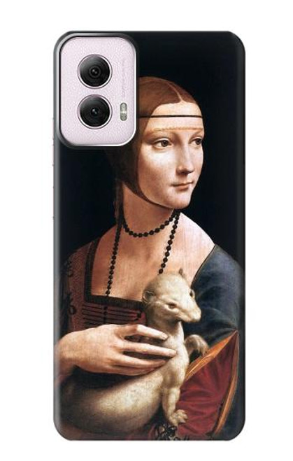 W3471 Lady Ermine Leonardo da Vinci Hard Case and Leather Flip Case For Motorola Moto G Power 5G (2024)