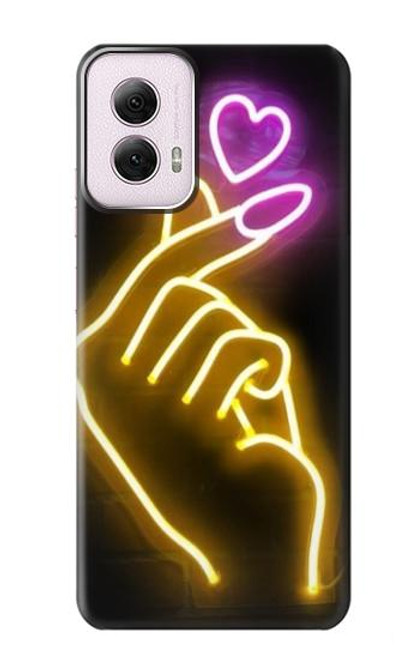 W3512 Cute Mini Heart Neon Graphic Hard Case and Leather Flip Case For Motorola Moto G Power 5G (2024)