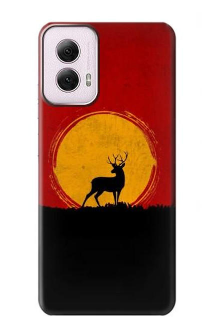 W3513 Deer Sunset Hard Case and Leather Flip Case For Motorola Moto G Power 5G (2024)