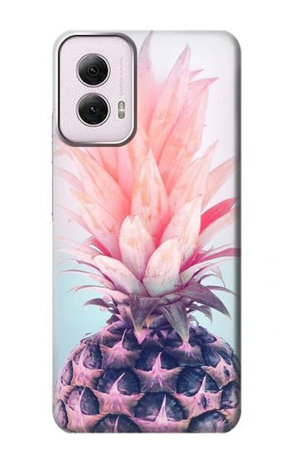 W3711 Pink Pineapple Hard Case and Leather Flip Case For Motorola Moto G Power 5G (2024)