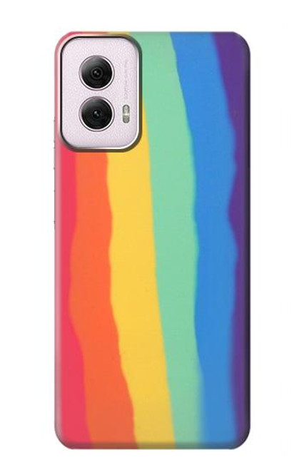 W3799 Cute Vertical Watercolor Rainbow Hard Case and Leather Flip Case For Motorola Moto G Power 5G (2024)