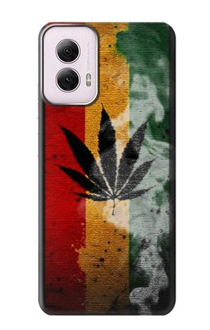 W3890 Reggae Rasta Flag Smoke Hard Case and Leather Flip Case For Motorola Moto G Power 5G (2024)