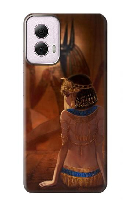 W3919 Egyptian Queen Cleopatra Anubis Hard Case and Leather Flip Case For Motorola Moto G Power 5G (2024)