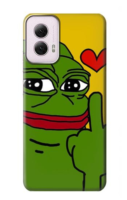 W3945 Pepe Love Middle Finger Hard Case and Leather Flip Case For Motorola Moto G Power 5G (2024)