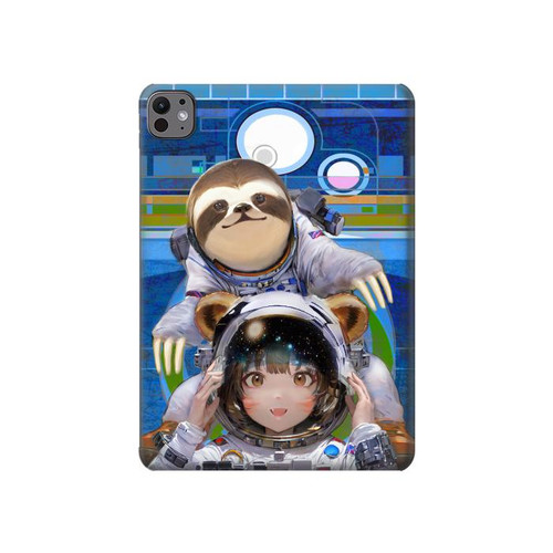 W3915 Raccoon Girl Baby Sloth Astronaut Suit Tablet Hard Case For iPad Pro 11 (2024)