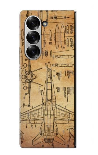 W3868 Aircraft Blueprint Old Paper Hard Case and Leather Flip Case For Samsung Galaxy Z Fold 6