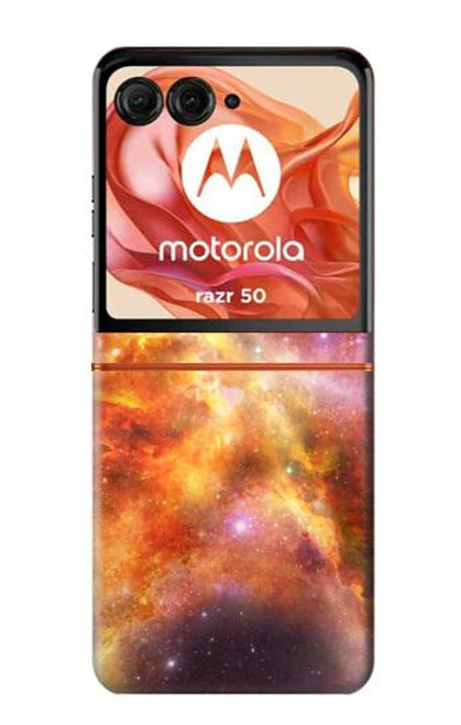 W1963 Nebula Rainbow Space Hard Case and Leather Flip Case For Motorola razr 2024, Motorola Razr 50