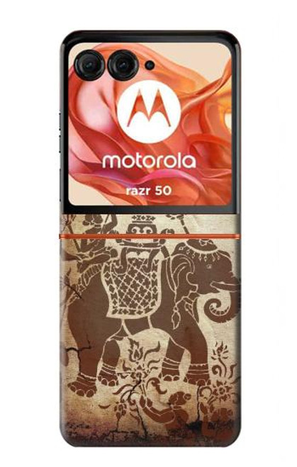 W2102 Thai Art Buddha on Elephant Hard Case and Leather Flip Case For Motorola razr 2024, Motorola Razr 50