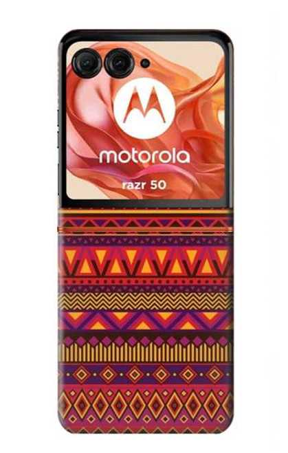 W3404 Aztecs Pattern Hard Case and Leather Flip Case For Motorola razr 2024, Motorola Razr 50