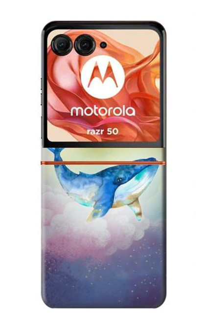 W3802 Dream Whale Pastel Fantasy Hard Case and Leather Flip Case For Motorola razr 2024, Motorola Razr 50