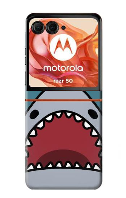 W3825 Cartoon Shark Sea Diving Hard Case and Leather Flip Case For Motorola razr 2024, Motorola Razr 50