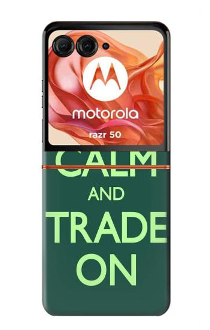 W3862 Keep Calm and Trade On Hard Case and Leather Flip Case For Motorola razr 2024, Motorola Razr 50