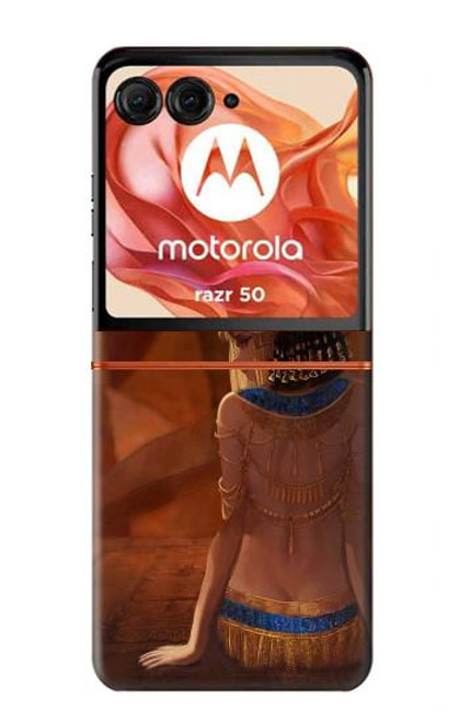 W3919 Egyptian Queen Cleopatra Anubis Hard Case and Leather Flip Case For Motorola razr 2024, Motorola Razr 50