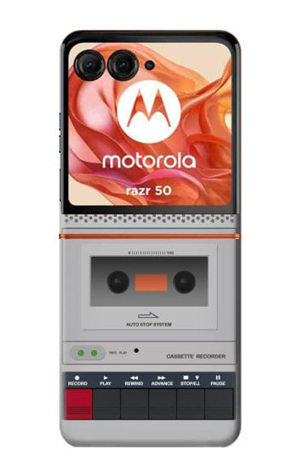 W3953 Vintage Cassette Player Graphic Hard Case and Leather Flip Case For Motorola razr 2024, Motorola Razr 50