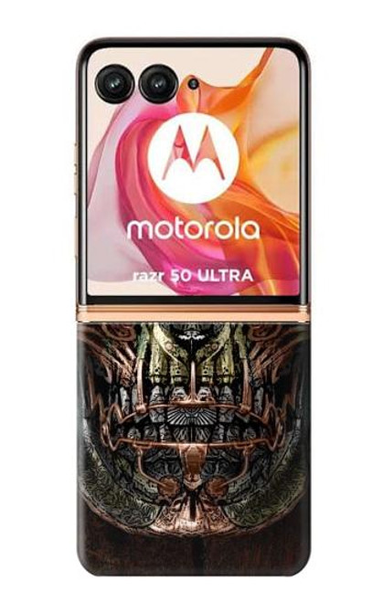 W1685 Steampunk Skull Head Hard Case and Leather Flip Case For Motorola razr+ 2024, Motorola Razr 50 Ultra