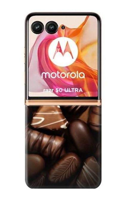 W3840 Dark Chocolate Milk Chocolate Lovers Hard Case and Leather Flip Case For Motorola razr+ 2024, Motorola Razr 50 Ultra