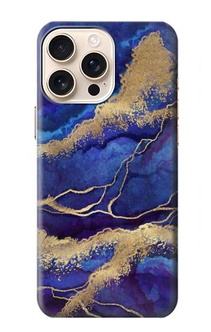 W3906 Navy Blue Purple Marble Hard Case and Leather Flip Case For iPhone 16 pro