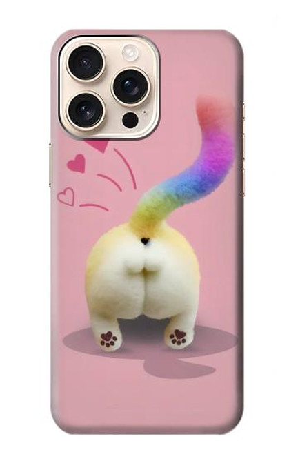 W3923 Cat Bottom Rainbow Tail Hard Case and Leather Flip Case For iPhone 16 pro max