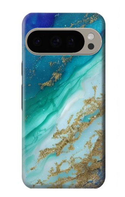 W3920 Abstract Ocean Blue Color Mixed Emerald Hard Case and Leather Flip Case For Google Pixel 9 Pro