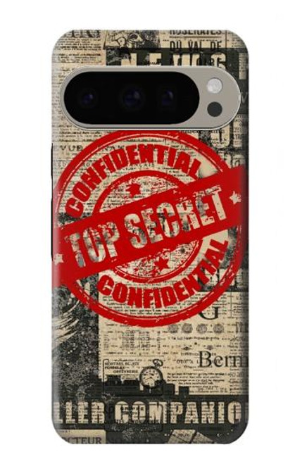 W3937 Text Top Secret Art Vintage Hard Case and Leather Flip Case For Google Pixel 9 Pro