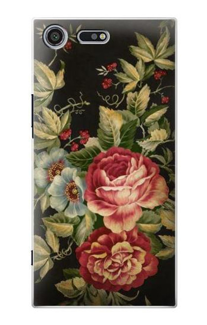 W3013 Vintage Antique Roses Hard Case and Leather Flip Case For Sony Xperia XZ Premium