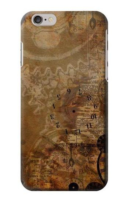 W3456 Vintage Paper Clock Steampunk Hard Case and Leather Flip Case For iPhone 6 Plus, iPhone 6s Plus