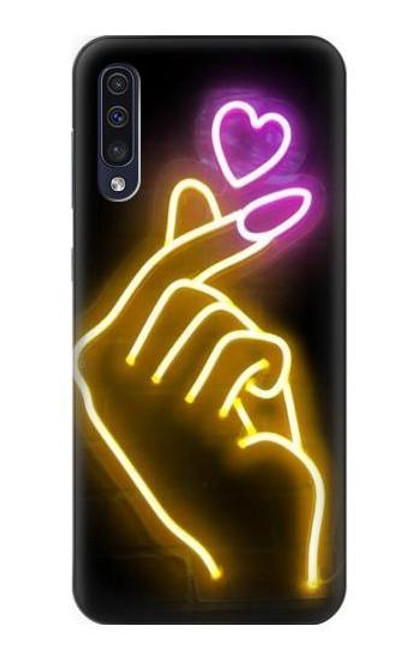 W3512 Cute Mini Heart Neon Graphic Hard Case and Leather Flip Case For Samsung Galaxy A50